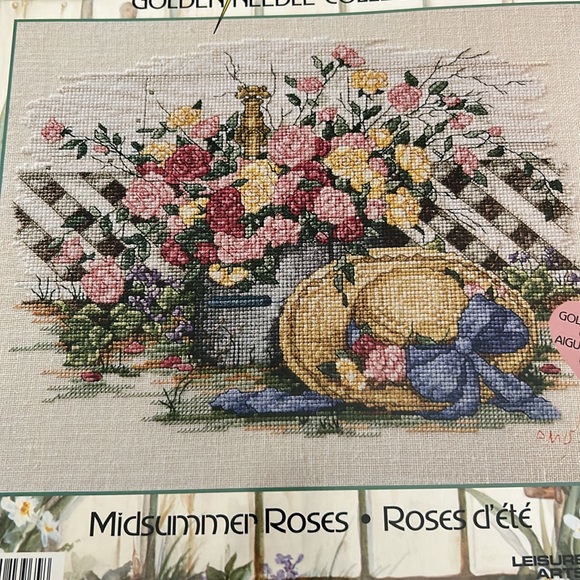 Paula Vaughan Golden Needle Collection Midsummer Roses Vintage NEW Cross Stitch - Picture 2 of 5
